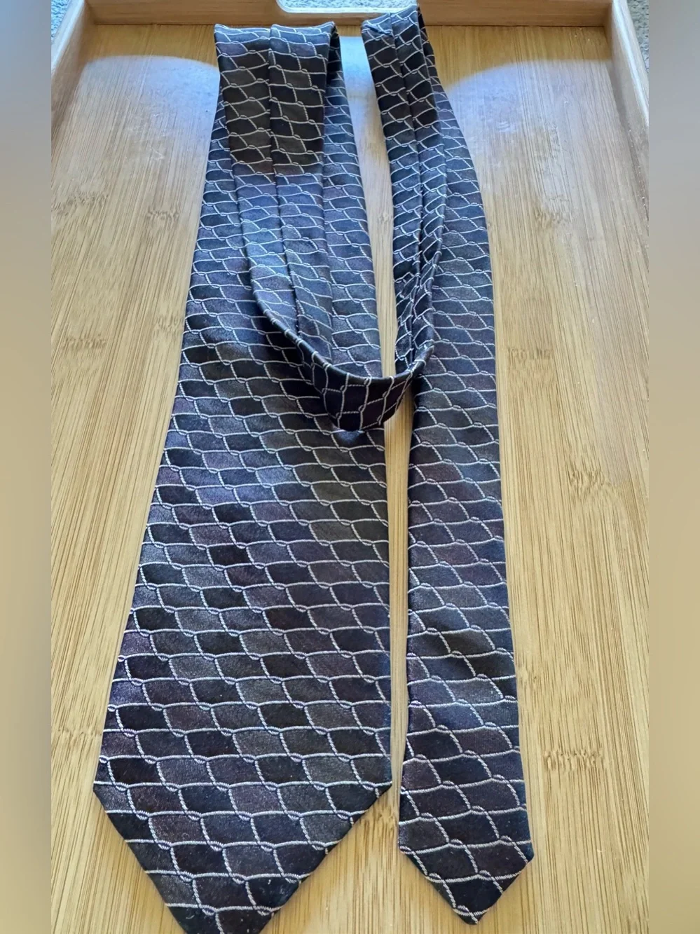 FROG Brand Men’s Geometric Print Silk Neckties- Set Of 2- Made in Italy 60”